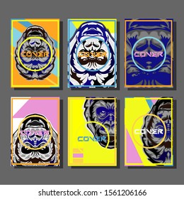 Design template cover, poster, brochure set. Retro style. A4 format. EPS 10 vector