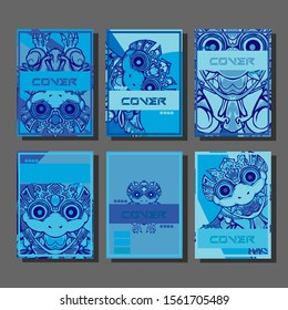 Design template cover, poster, brochure set. Retro style. A4 format. EPS 10 vector