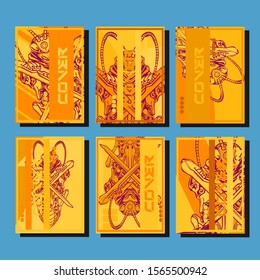 Design template cover, poster, brochure set. Retro style. A4 format. EPS 10 vector