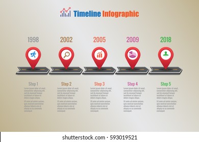 Design-Vorlage, kreative Business-Timeline-Infografiken. Vektorgrafik
