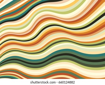 Design Template with Curve Lines - green and brown. Wavy Geometric Background. Abstract Striped Vector Illustration. Modern pattern for advertising banner, or poster. Youth style.