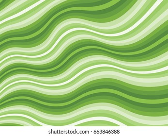 Design Template with Curve Lines - light and dark green. Wavy Geometric Background. Abstract Striped Vector Illustration. Modern pattern for advertising banner, or poster. Youth style.