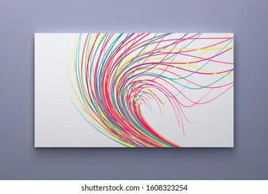Сover design template. Curved lines with perspective effect. Optical fiber. 3d abstract background. Vector illustration. 