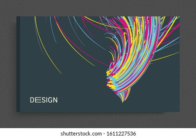 Сover design template. Curved lines with perspective effect. Optical fiber. 3d abstract background. Vector illustration. 