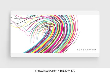Сover design template. Curved lines with perspective effect. Optical fiber. 3d abstract background. Vector illustration. 