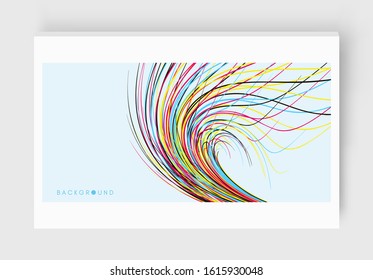 Сover design template. Curved lines with perspective effect. Optical fiber. 3d abstract background. Vector illustration. 