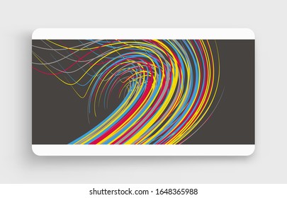 Сover design template. Curved lines with perspective effect. Optical fiber. 3d abstract background. Vector illustration. 