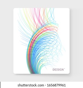 С über Design-Vorlage.Kurvige Linien mit Perspektiveffekt. Optische Faser.3D abstrakter Hintergrund. Vektorillustration. 