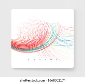Сsobre modelo de design. Linhas curvas com efeito de perspectiva. Fibra óptica. Fundo abstrato 3d. Ilustração vetorial. 