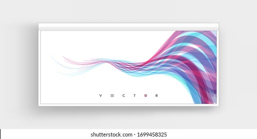 Сover design template. Curved lines with perspective effect. Optical fiber. 3d abstract background. Vector illustration. 