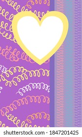 Design template for cute invitation card. Template for scrapbooking with hand drawn doodle patterns. For birthday, anniversary, party invitations. Vector
