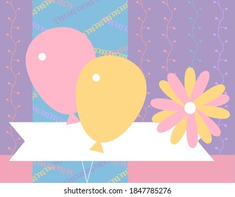 Design template for cute invitation card. Template for scrapbooking with hand drawn doodle patterns. For birthday, anniversary, party invitations. Vector