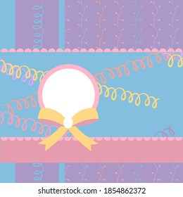 Design template for cute invitation card. Template for scrapbooking with hand drawn doodle patterns. For birthday, anniversary, party invitations. Vector