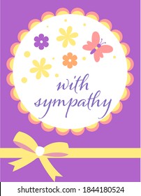 Design Template For Cute Sympathy Card . Template For Scrapbooking With Hand Drawn Doodle Patterns. For Birthday, Anniversary, Party Invitations. Vector