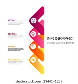 Design template, digital marketing infographic steps and icon of digital marketing concept