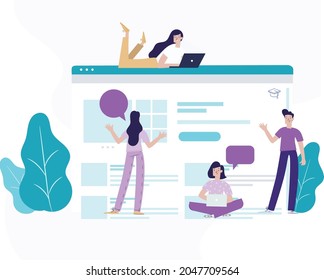 Plantilla de diseño para e-learning, educación en línea. Concepto moderno de dibujo vectorial para el desarrollo de sitios web y sitios web móviles. 