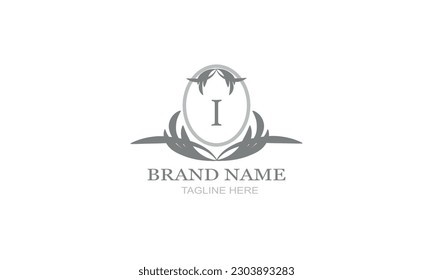 Design template of an elegant floral monogram for one or two letters, for example І. Wedding monogram. Business sign, identity monogram for restaurant, boutique, hotel, heraldry, jewelry.