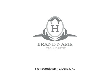 Plantilla de diseño de un elegante monograma floral para una o dos letras, por ejemplo H. Monograma de boda. Signo de negocio, monograma de identidad para restaurante, boutique, hotel, heralería, joyería.