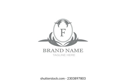 Design template of an elegant floral monogram for one or two letters, for example F. Wedding monogram. Business sign, identity monogram for restaurant, boutique, hotel, heraldry, jewelry.
