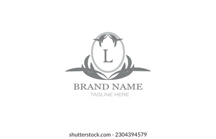 Design template of an elegant floral monogram for one or two letters, for example L. Wedding monogram. Business sign, identity monogram for restaurant, boutique, hotel, heraldry, jewelry.