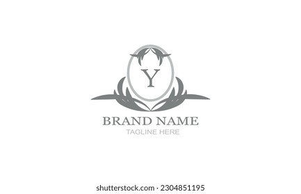 Design template of an elegant floral monogram for one or two letters, for example Y. Wedding monogram. Business sign, identity monogram for restaurant, boutique, hotel, heraldry, jewelry.