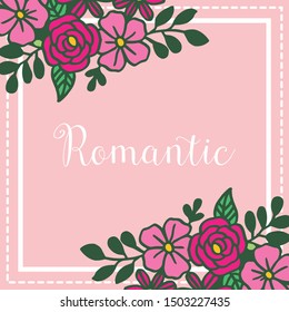 Design template of engagement romantic on white backdrop, with crowd of colorful flower frame. Vector