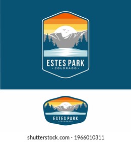 Design-Vorlage.Este Park-Emblem-Logo-Illustration im Rocky Mountains Nationalpark