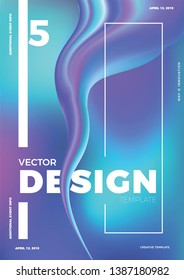 Design template for event poster, flyer, cover. Modern bright blue vector illustration.