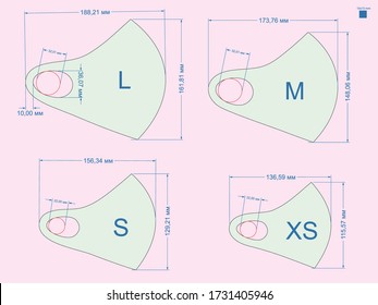 Design template face mask neoprene materia pattern, curve, mold, sweep