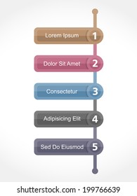 Design template with five elements with numbers and place for your text, vector eps10 illustration