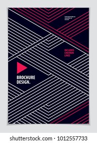 Design template for flyer, booklet, greeting card, invitation and advertising. Geometric line pattern vector abstract advertising art. Minimalistic brochure design. A4 print format.