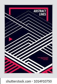 Design template for flyer, booklet, greeting card, invitation and advertising. Geometric line pattern vector abstract advertising art. Minimalistic brochure design. A4 print format.