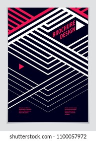 Design template for flyer, booklet, greeting card, invitation and advertising. Geometric line pattern vector abstract advertising art. Minimalistic brochure design. A4 print format.