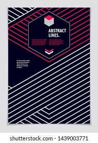 Design template for flyer, booklet, greeting card, invitation and advertising. Geometric line pattern vector abstract advertising art. Minimalistic brochure design. A4 print format.