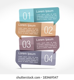 Design template with four speech bubbles with numbers and place for your text, vector eps10 illustration