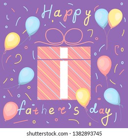 design template with gift box, air ballon and confetti for father's day. Happy father's day
