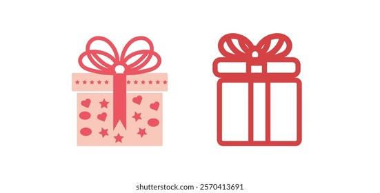design template of Gift Box icon. gift box icon black and white vector sign