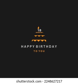 Design template greeting happy birthday with cake logo