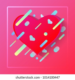 Design Template - Heart for Valentine's Day Background.Vector background with paper card and abstract colorful shapes.
