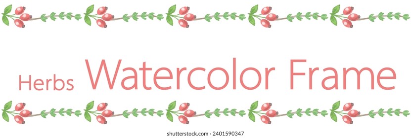 Design template with herb borders. Watercolor. Vector illustration.