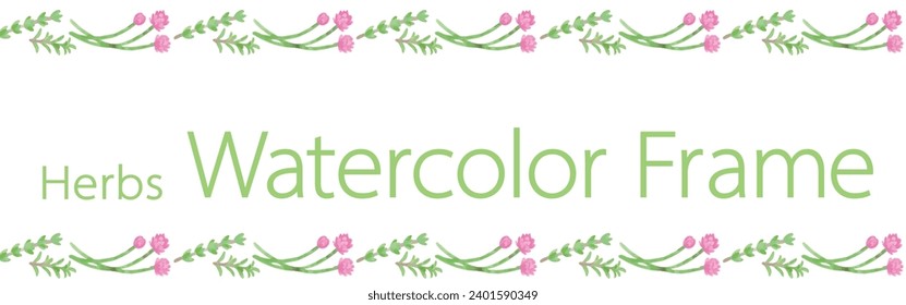 Design template with herb borders. Watercolor. Vector illustration.