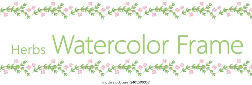 Design template with herb borders. Watercolor. Vector illustration.