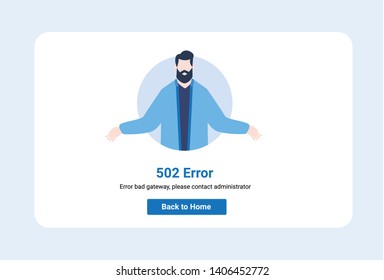 Design template illustratio for web page with 502 error. Can use for web banner, infographics, hero images. Flat vector illustration.