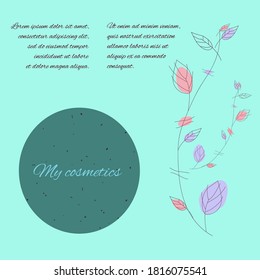 Design template and illustration in minimalistic linear style.Modern creative card to decorate cosmetics packaging, magazines, postcards, posters with place for text.Beauty and fashion concept.Vector