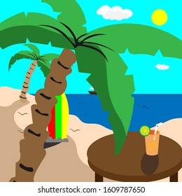 design template illustration of natural scenery on a beach