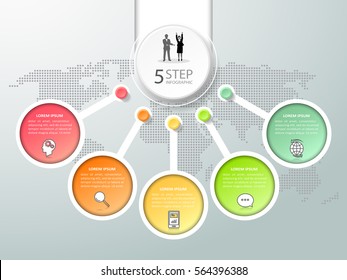 Design template infographic 5 options, Can be used for workflow layout, diagram, number options, infographic web design