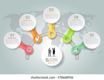 Design template infographic 5 options,  Business concept infographic can be used for workflow layout, diagram, number options,