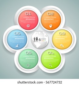Design template infographic 6 options,  Business concept infographic can be used for workflow layout, diagram, number options,