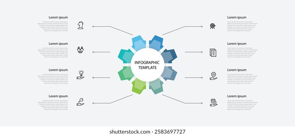 Design template infographic template with 8 step suitable for business information and web presentation 