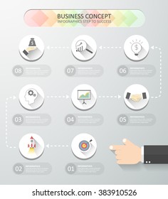 Design template infographic 8 steps. can be used for workflow layout, diagram, number options, timeline